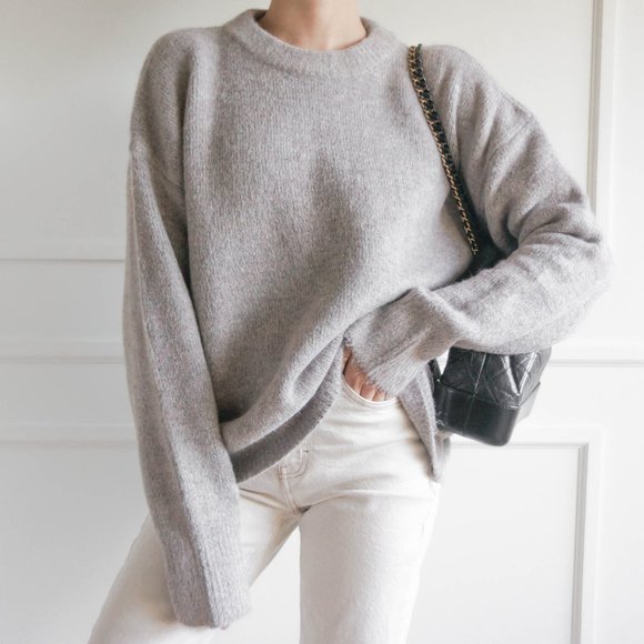 (LAST ONE) Thick Sweater Wool/Mohair Grey - Picture 12 of 12